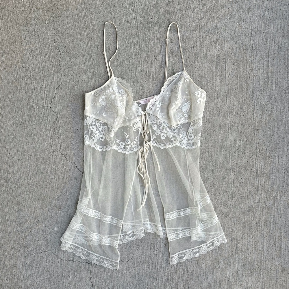 2002 victoria’s secret white lace sheer babydoll